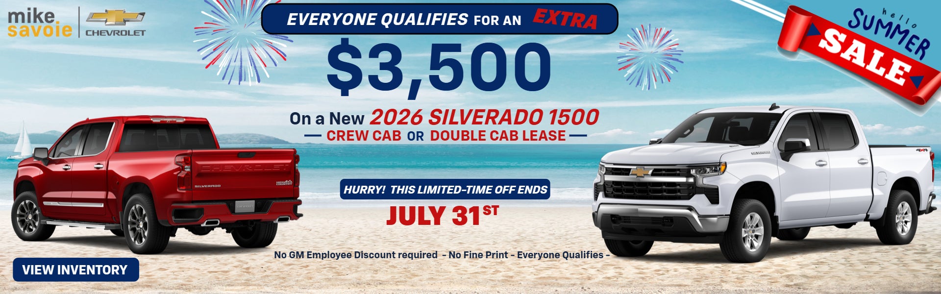 SAVE AN EXTRA $3500 ON SILVERADO 1500'S