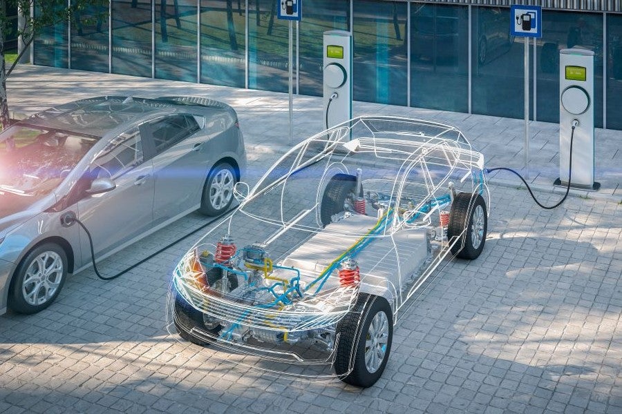 Chevrolet EV vehicle showing off it's technological amenities